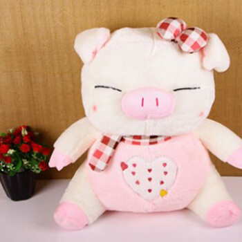 可爱班纳猪 公仔 毛绒玩具儿童生日礼物 粉红色 35*35*17cm