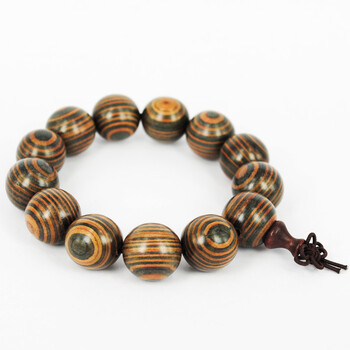 雅人韵饰 天然非洲黑斑马木18mm手链 男款手串念珠 送男友礼物 cy