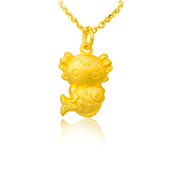 零兑金999千足金吊坠 黄金吊坠 福运小金童女孩 送孩子送宝宝 2.71g