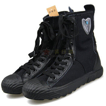 1兵行者男特种作战靴 军迷战术靴 特战鞋 军迷靴男 皮帆结合 黑色 带