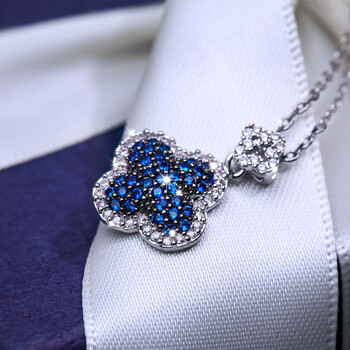 静风格 爱在巴黎四叶草锆石项链 女 短款 韩国进口 情人节礼物 白色