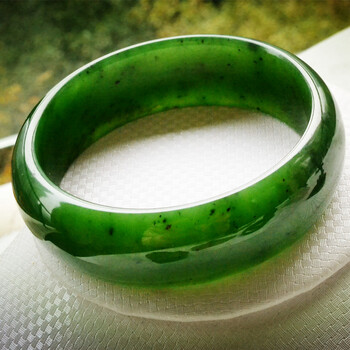 lovewaiting和田玉碧玉手镯 碧玉镯子天然和田玉石玉镯子碧绿色带证书
