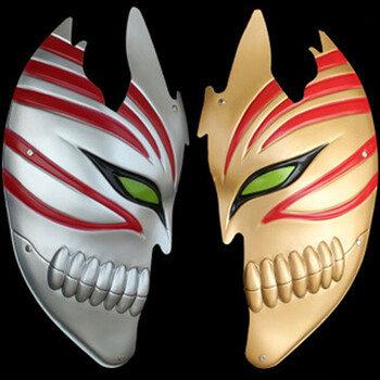 化装舞会 cosplay 黑崎一护虚化面具 半脸死神面具 死神半脸面具 白色