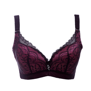 秀黛聚拢内衣 女士丝旋妖娆侧收副乳调整定型蕾丝薄模杯文胸 黑色 80c