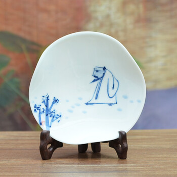 鼎公 景德镇陶瓷 瓷器 手绘青花瓷 花瓣盘 茶点碟 家居装饰品 陶瓷