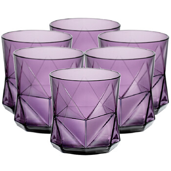彩色玻璃杯 水杯 果汁杯 威士忌杯【6只】"618家装一站购" 紫色水晶
