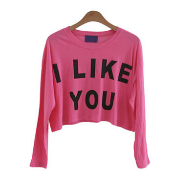 cmp 2013秋季新款短款长袖百搭彩色字母ilikeyou印花宽松 b-426b`743