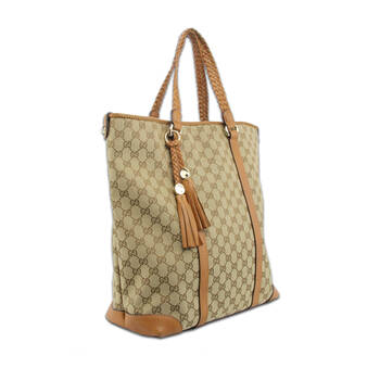 > 古驰gucci时尚百搭女士卡其色帆布单肩大包