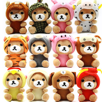 咔噜噜十二生肖公仔毛绒玩具布娃娃 轻松熊18厘米一套