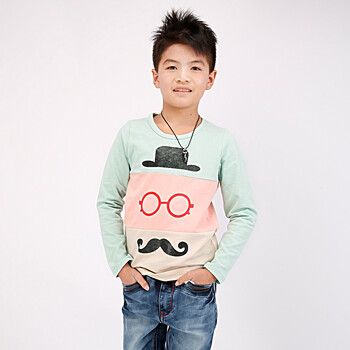 情人节礼物牧童(mutong)新款男童t恤个性纯棉儿童t恤长袖 童装 mt13qk