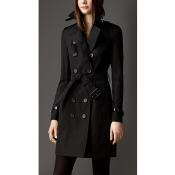 burberry brit/巴宝莉 秋冬新品 女士长款棉质修身风衣 38650721 黑色
