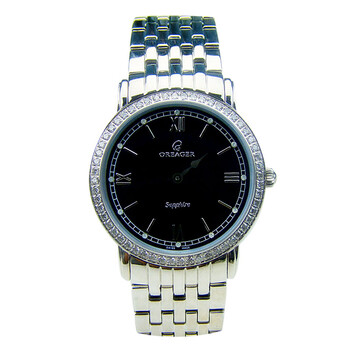 欧雷格oreager 男表女表石英表黑表盘钢带男士情侣手表 og-983