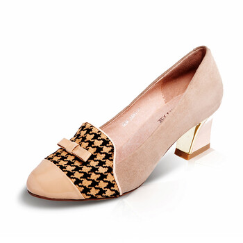 歌莉娅 2013秋冬新款女鞋真皮漆皮高跟鞋单鞋 优雅舒适浅口低跟牛皮