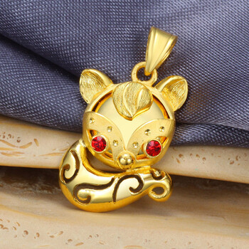 【萃华金店】 千足金黄金精品吊坠 小狐狸吊坠 动物吊坠 防小三 美人