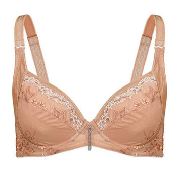 婷美内衣 精编刺绣透气薄款高侧比聚拢调整型内衣文胸 tw1203 肤色