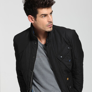 gs羽绒服 2013冬装新款 男士立领休闲外套 正品棉衣男装 黑色 xl