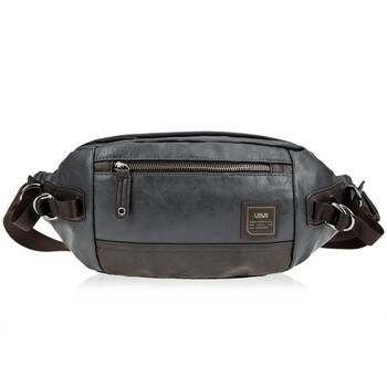 佑一良品uiyi韩版潮男休闲胸腰包斜挎背包130132 灰兰色
