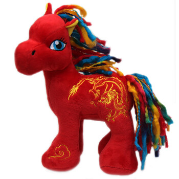 龙凤呈祥吉祥马 毛绒玩具公仔 马年吉祥物 十二生肖马 红色