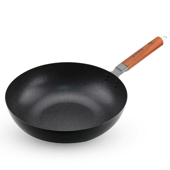 珍珠生活二代纤维凹凸防粘高纯铁炒锅30cm JD13008