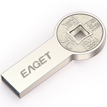 
                                        忆捷（EAGET）16GB USB3.0 U盘 K80古钱币款全金属高速防水车载优盘珍珠镍色                