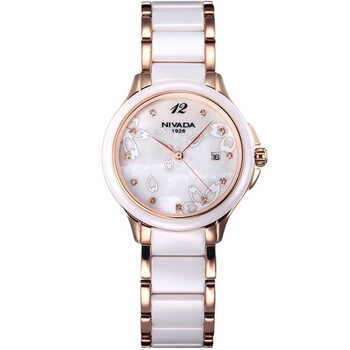 尼维达(nivada)手表 时尚优雅玫瑰金陶瓷表带女表lq8030-484841