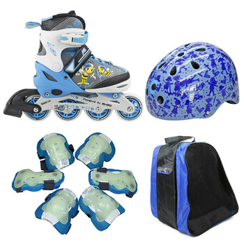 迈速mi2米高监制儿童可调节伸缩轮滑鞋新套装溜冰鞋m186 蓝色 s