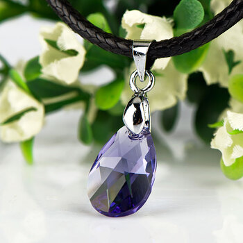 御灵珠宝 奥地利水晶 紫蓝水晶吊坠项链 天使之泪
