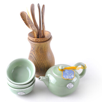山林居 陶瓷茶具 青瓷 三角壶