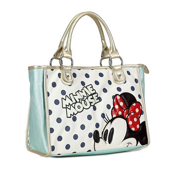 迪士尼disney米奇包包手袋pu甜美波点手提女包uf2156-04 蓝色