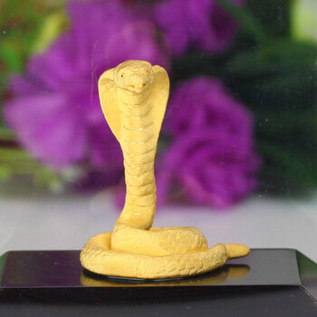 永隆金号 电铸24k铸金 十二生肖 金蛇 眼镜蛇 绒沙金摆件 生日礼物 可