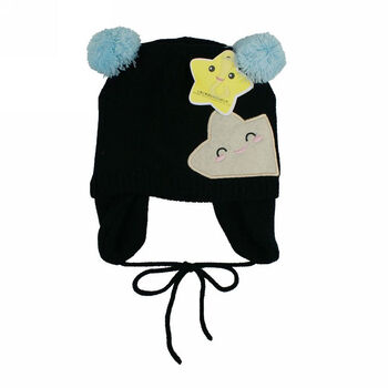 新款宝宝帽子韩版时尚婴儿帽子快乐星针织帽2615 藏青色 3-12月