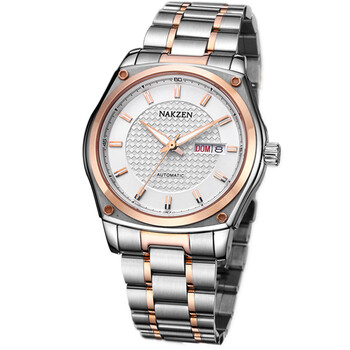 名古城 nakzen 日本名表 男士钢带机械手表6031g 玫壳白面