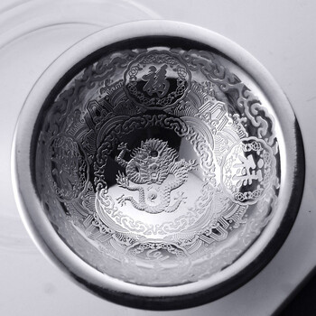 金言ag999千足银碗纯银餐具摆件工艺品 福禄寿喜银碗20g 白银收藏