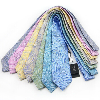 de lisle 9cm 男士正装真丝领带 佩斯里花纹 青色