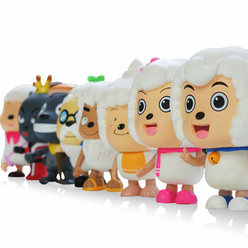 喜羊羊与灰太狼全家福搪胶公仔(简装)喜羊羊玩具 喜洋洋儿童玩偶套装