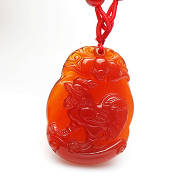 灵菲正品开光属龙六合开运吉祥物 红色酉鸡送福吊坠护身符