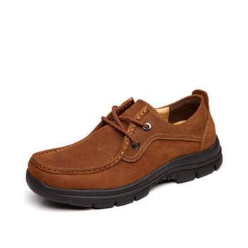 公羊beck 板鞋子磨砂男士皮鞋潮流休闲鞋子男真牛皮912121 时尚暗棕