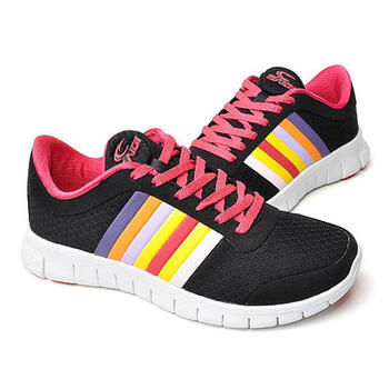 赛琪 女式 新款时尚运动中国风缤纷七彩休闲鞋 332012 黑色 37