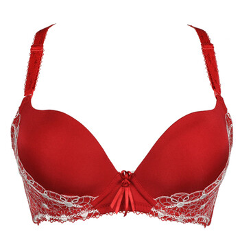 狄嘉伦 蕾丝边女性内衣 透气性感魅力聚拢文胸 d92701w 酒红色 70b