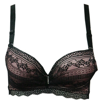 以诗萜 粉色浪漫性感文胸 413028 黑色 b70
