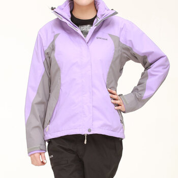 专柜正品女士户外冲锋衣防寒服防水衣两件套抓绒内胆 钴紫色/青紫色