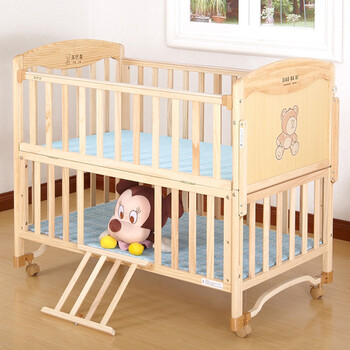 笑巴喜mc369y双层实木童床 带储物摇摆器婴儿床 送蚊帐和床垫