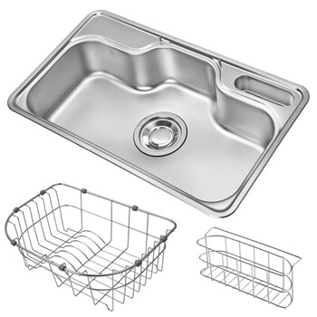 白鸟(baekjo)pds880不锈钢水槽(含大小沥水蓝) 韩国原装进口