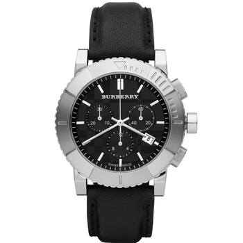 博柏利 burberry 时尚精钢黑色经典计时石英男表 bu2306