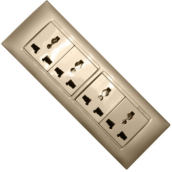 西蒙118开关插座面板52系列香槟色12孔插座多功能十二孔金色 带暗合12
