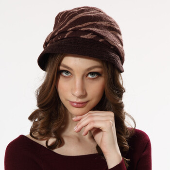 shes茜子不规则条纹优雅前进帽女士帽子sfh9919092 咖啡色f0 均码