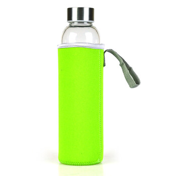 宝爱斯创意玻璃水杯子 正品男女运动玻璃车载矿泉水瓶 绿色 550ml