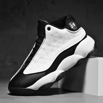 aj男鞋皮面高帮篮球鞋秋冬季特大码白黑46