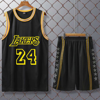 球服套装男儿童亲子装定制diy湖人24号科比圆领黑色儿童30码身高155