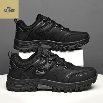 旭小彦夏天穿的劳保鞋男鞋户外46大码47运动休闲皮鞋工作防水登山黑色